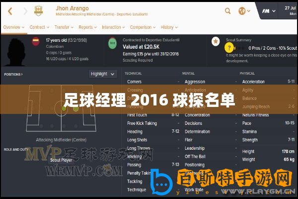 足球經理 2016 球探名單