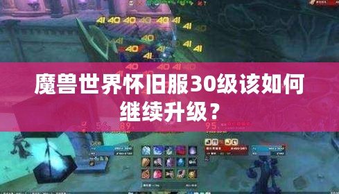 魔獸世界懷舊服30級該如何繼續升級？