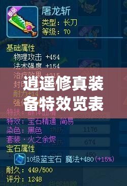 逍遙修真裝備特效覽表