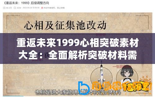 重返未來(lái)1999心相突破素材大全：全面解析突破材料需求