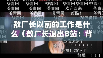 敖廠長以前的工作是什么（敖廠長退出B站：背后真相曝光，引發(fā)網(wǎng)友熱議！）